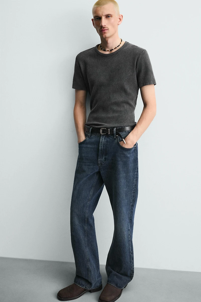 T-SHIRT EN MAILLE SLIM STRUCTURÉE