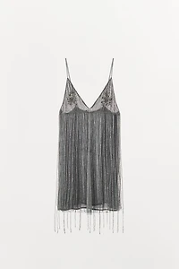 SHORT FRINGED BEADED DRESS