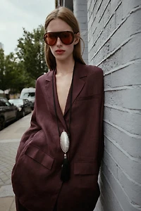 LINEN LONG BLAZER