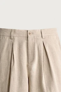 RELAXED FIT PLEATED SUIT PANTS