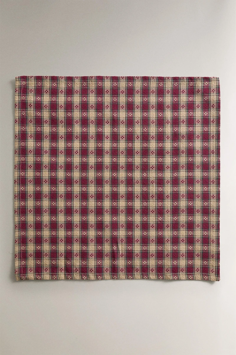 LOT DE SERVIETTES FIL TEINTÉ CARREAUX NOËL (LOT DE 2)