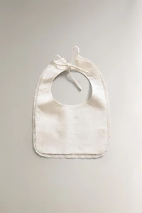 BABY BIB WITH FLORAL EMBROIDERY