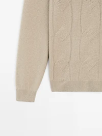 Wool blend knit sweater with high neck