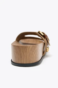 LEATHER STRAPPY PLATFORM SANDALS