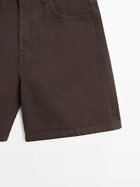 Mid-rise denim shorts
