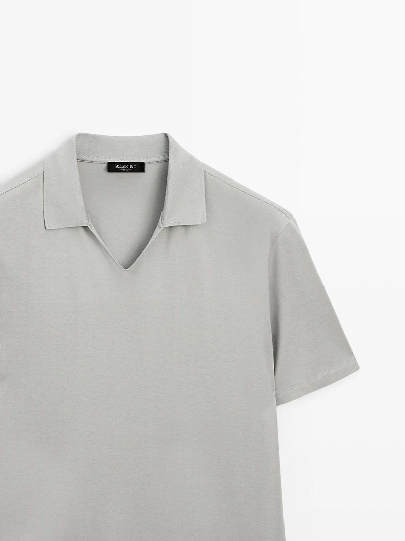 Cotton V-neck polo shirt