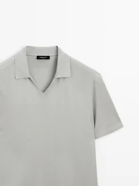 Cotton V-neck polo shirt