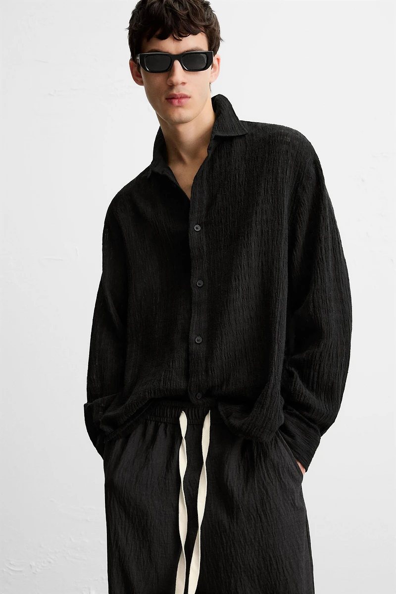 LINEN - COTTON JACQUARD SHIRT