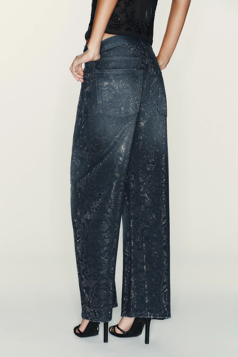 TRF BAGGY RHINESTONE JEANS
