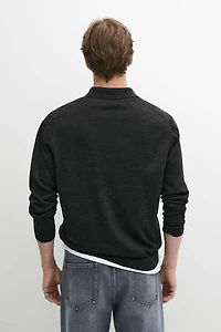 100% merino wool knit polo sweater