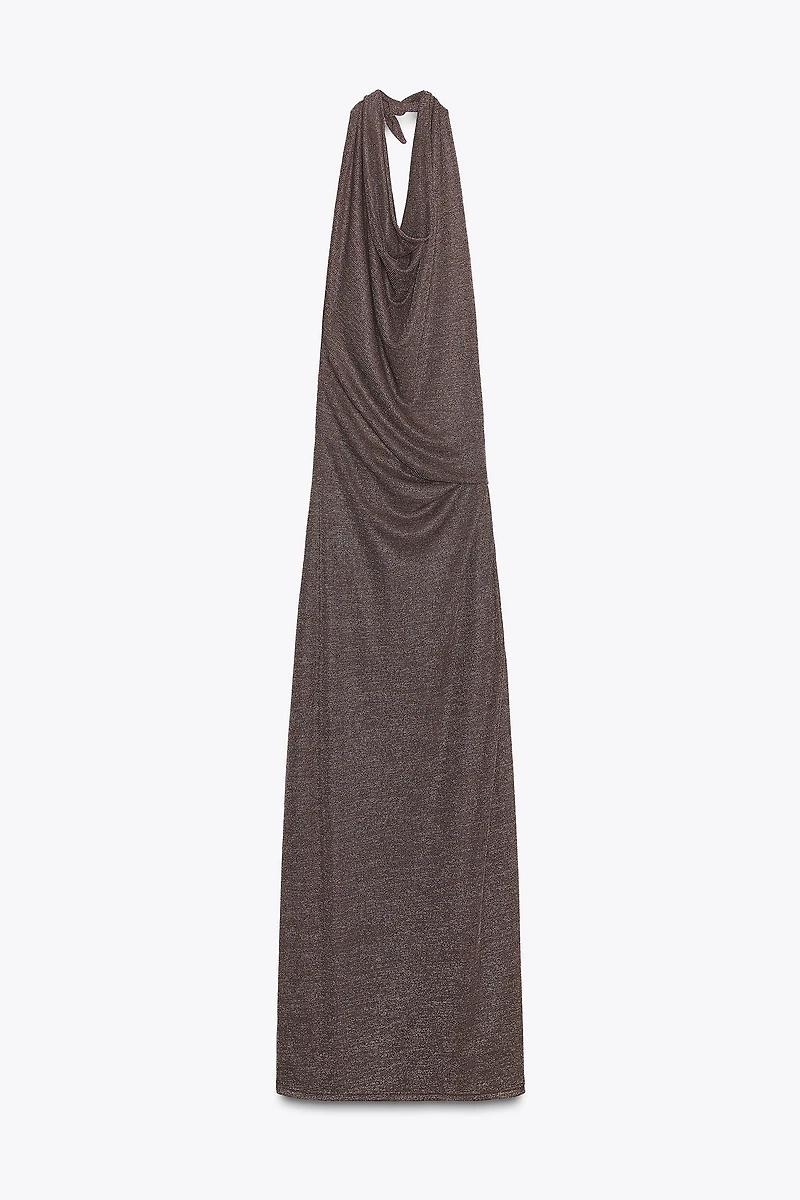 METALLIC THREAD OPEN BACK LONG DRESS