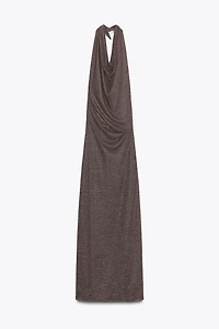 METALLIC THREAD OPEN BACK LONG DRESS