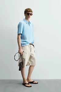 FLOWY VISCOSE BLEND POLO SHIRT