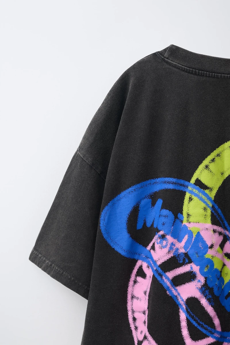 T-SHIRT IMPRIMÉ EFFET DÉLAVÉ