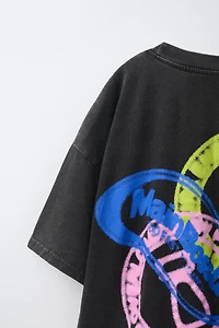 T-SHIRT IMPRIMÉ EFFET DÉLAVÉ