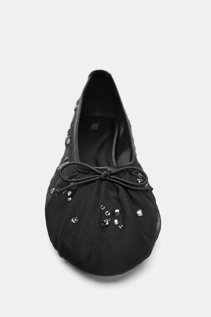 SHINY MESH BALLET FLATS