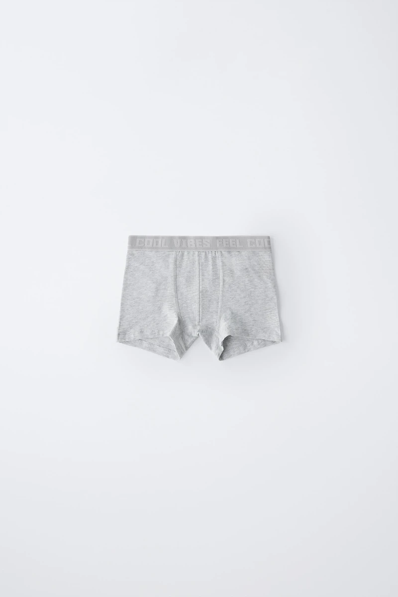 AGES 6-14 / FIVE-PACK OF TEXT BOXERS
