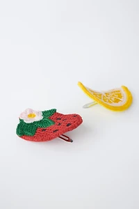 TWO-PACK OF CROCHET FRUIT CLIPS