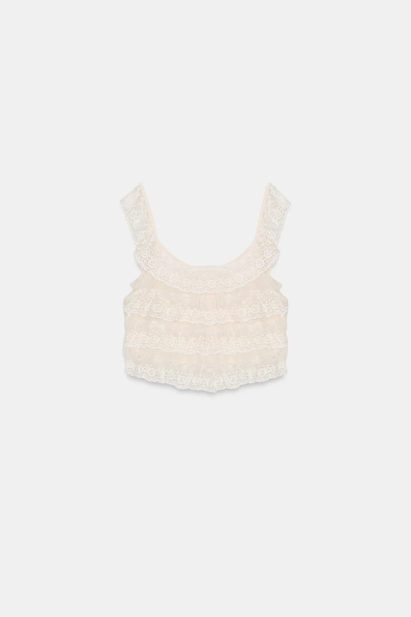 RUFFLED LACE TOP