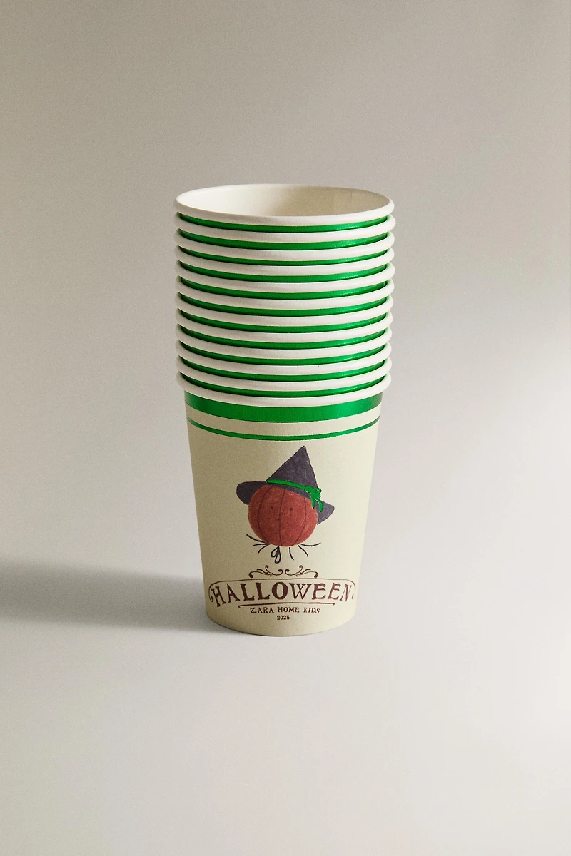 LOT DE 12 VERRES EN PAPIER POUR ENFANTS HALLOWEEN
