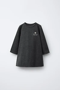 SOFT TOUCH DRESS WITH EMBROIDERED TEXT