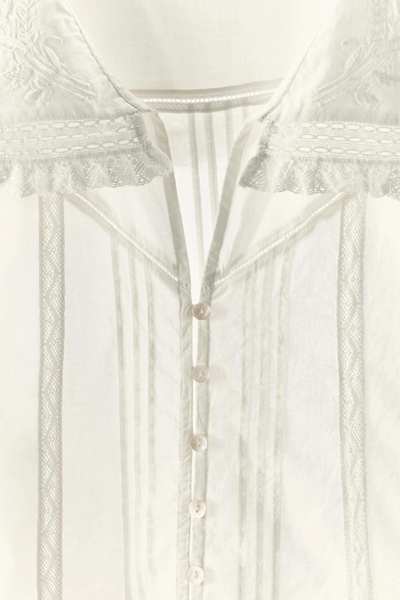 100% COTTON EMBROIDERED LACE BLOUSE