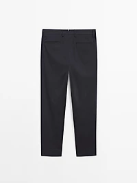 Cotton blend slim fit trousers