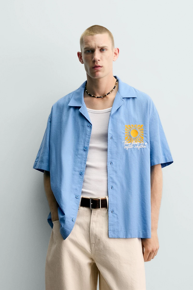 SUN EMBROIDERED RELAXED FIT SHIRT
