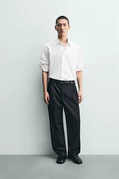 PLEATED DENIM CHINO PANTS