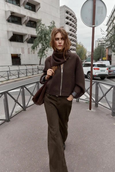 SOFT FAUX LEATHER TRIM JACKET