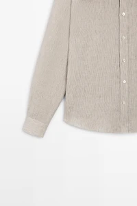 Regular fit washed striped 100% linen shirt