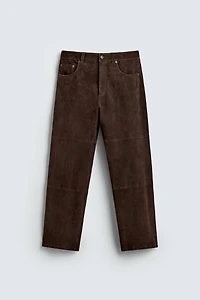 STRAIGHT FIT SUEDE LEATHER PANTS