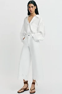 JUPE-CULOTTE À BRODERIES PERFORÉES