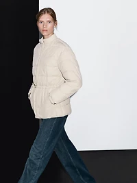 Puffer jacket with stand collar