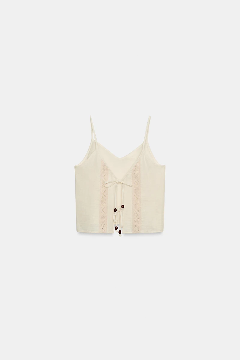 EMBROIDERED TIE TOP
