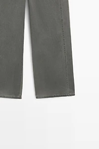 Wide-leg cotton jeans with denim detail