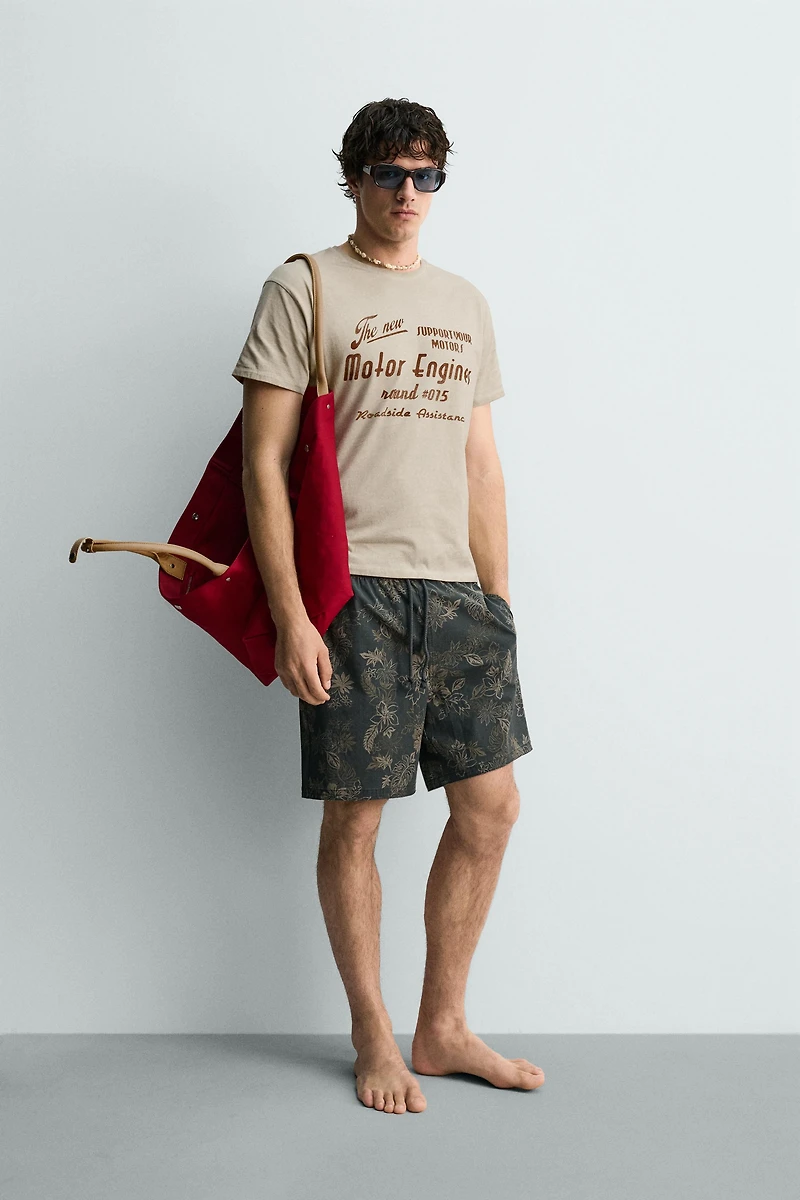 VINTAGE EFFECT TEXT PRINT T-SHIRT