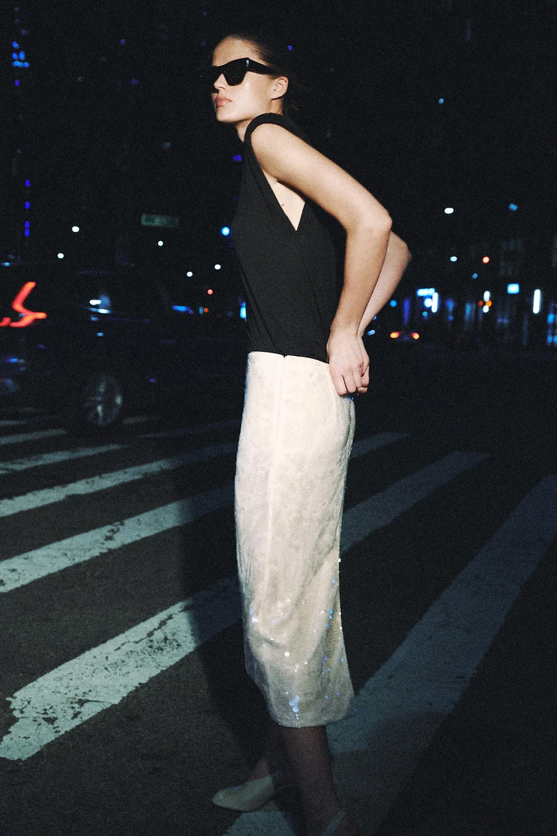 ZW COLLECTION SEQUIN MIDI SKIRT