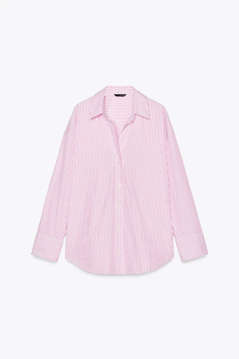 CHEMISE EN POPELINE RAYURES FIL MÉTALLISÉ