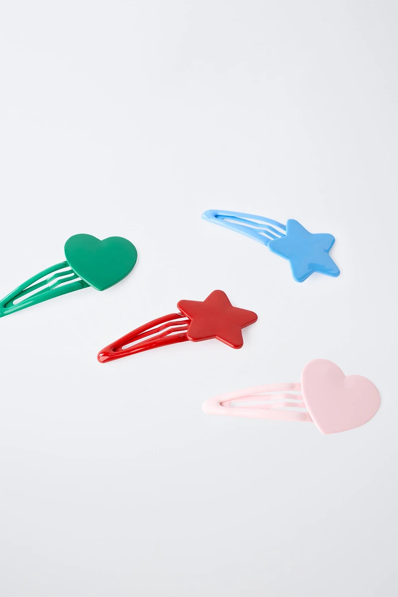 FOUR-PACK OF STAR AND HEART HAIR CLIPS