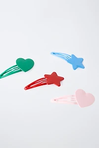 FOUR-PACK OF STAR AND HEART HAIR CLIPS