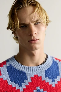 GEOMETRIC JACQUARD RELAXED FIT SWEATER