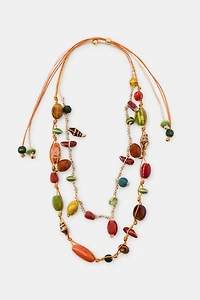 COLLIER DOUBLE LACET PIÈCES CÉRAMIQUE