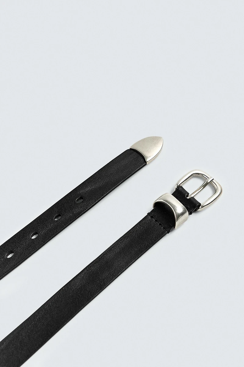 VINTAGE EFFECT LEATHER BELT