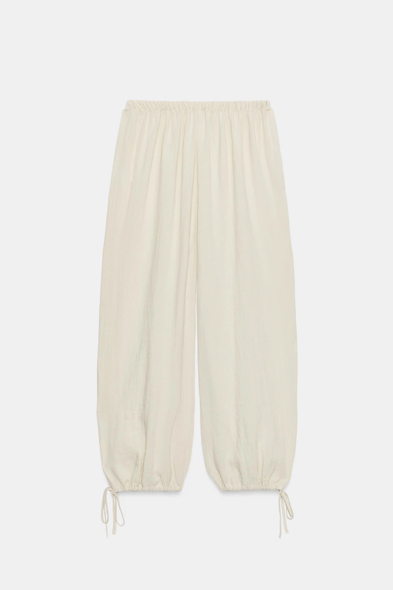 PLAID ADJUSTABLE HEM PARACHUTE PANTS