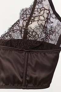 SATIN EFFECT LACE COMBINATION BRALETTE