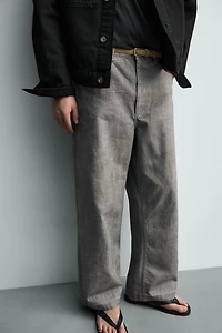 STRAIGHT FIT HERRINGBONE PANTS