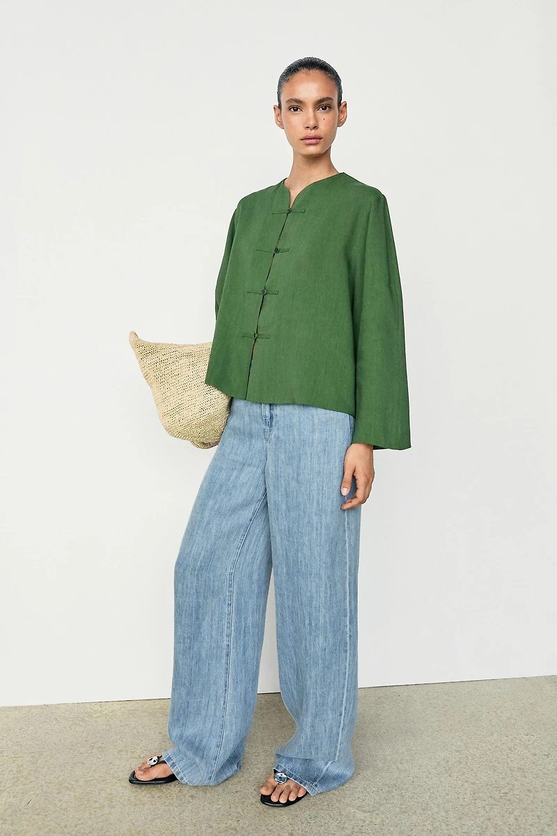 Fluid overshirt with button details total look