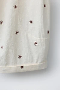 TEXTURED SUN PRINT BAGGY PANTS
