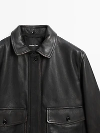 Nappa leather jacket with lambskin collar